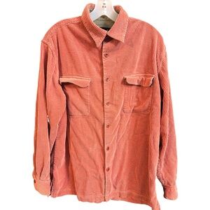 Nat Nast Corduroy Shirt Men Large Orange Silk Blend Heavy Outdoors Hunt HIke M